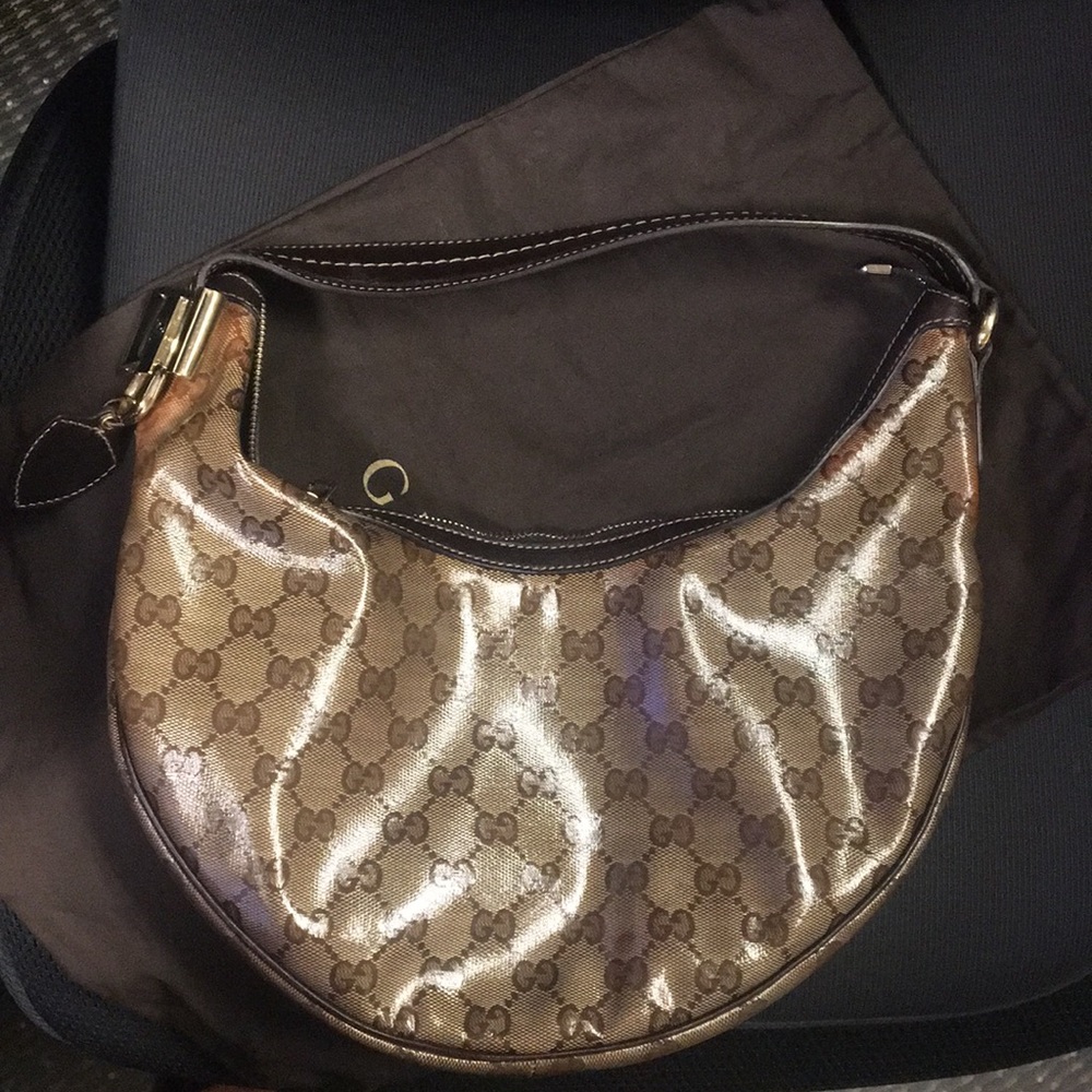 GUCCI Beige/Ebony GG Crystal Coated Hobo